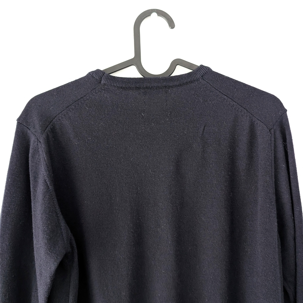 Zara Women's 100% Extra Fine Wool Classic Soft Navy Crewneck Sweater Small (38) - Picture 6 of 6